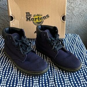 DR. MARTENS Maelly Women's Navy Padded Collar Canvas Boots Size 8